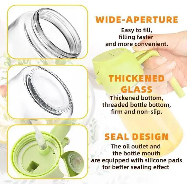Alt view image 3 of 7 - 2 in 1 Olive Oil Sprayer for Cooking, Glass Oil Spray Bottle for Air Fryer, BBQ, Kitchen Oil Dispenser 470ml