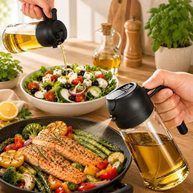 Alt view image 5 of 7 - Oil Sprayer for Cooking, 16oz/470ml 2-in-1 Glass Olive Oil Dispenser