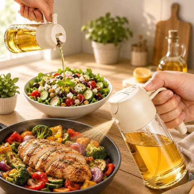 Alt view image 4 of 7 - Oil Sprayer for Cooking, 16oz/470ml 2-in-1 Glass Olive Oil Dispenser