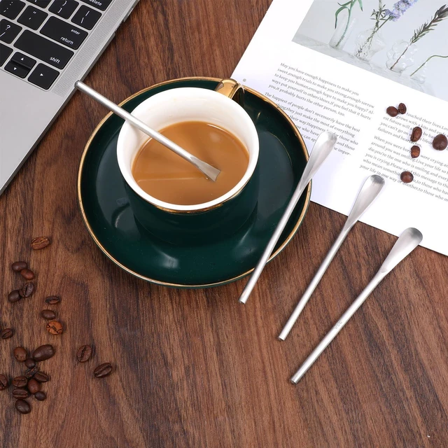 Alt view image 4 of 7 - 4PCS Stainless Steel Coffee Stirring Spoon, 5inch Coffee Stirrers Ice Tea Spoon, Beverage Cocktail Stirrers Stir, Tiny Salt Condiment Spoons, Drink Mixing Spoons