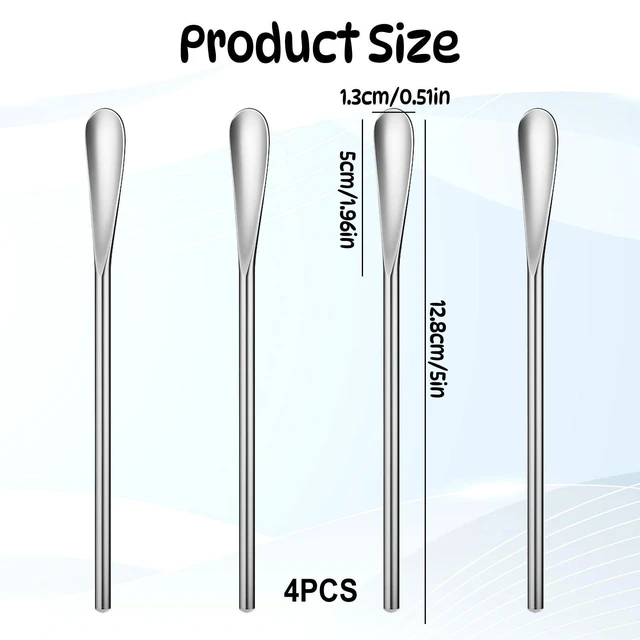 Alt view image 2 of 7 - 4PCS Stainless Steel Coffee Stirring Spoon, 5inch Coffee Stirrers Ice Tea Spoon, Beverage Cocktail Stirrers Stir, Tiny Salt Condiment Spoons, Drink Mixing Spoons