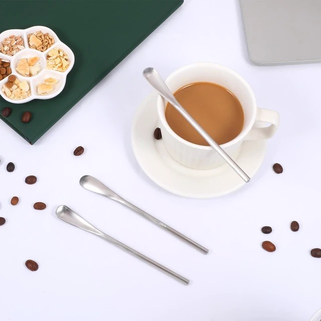 Alt view image 5 of 7 - 4PCS Stainless Steel Coffee Stirring Spoon, 5inch Coffee Stirrers Ice Tea Spoon, Beverage Cocktail Stirrers Stir, Tiny Salt Condiment Spoons, Drink Mixing Spoons