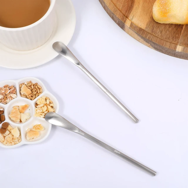 Alt view image 6 of 7 - 4PCS Stainless Steel Coffee Stirring Spoon, 5inch Coffee Stirrers Ice Tea Spoon, Beverage Cocktail Stirrers Stir, Tiny Salt Condiment Spoons, Drink Mixing Spoons