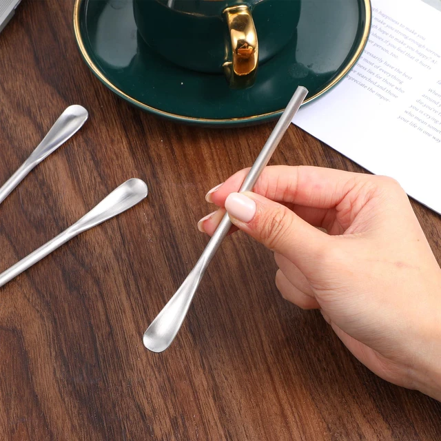 Alt view image 7 of 7 - 4PCS Stainless Steel Coffee Stirring Spoon, 5inch Coffee Stirrers Ice Tea Spoon, Beverage Cocktail Stirrers Stir, Tiny Salt Condiment Spoons, Drink Mixing Spoons
