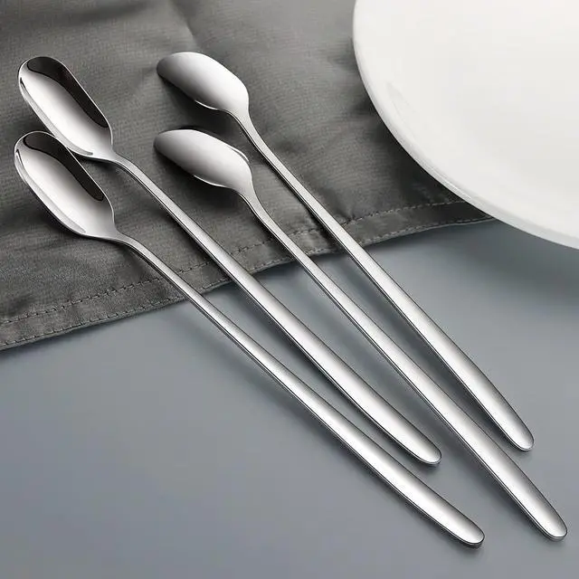 Alt view image 2 of 7 - Long Handle Ice Tea Spoons, 9.1-Inch Stainless Steel Stirring Spoons for Coffee, Ice Cream, Cocktail Mixing and Cold Drinks - Set of 4