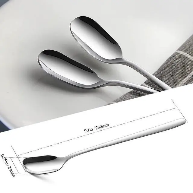 Alt view image 4 of 7 - Long Handle Ice Tea Spoons, 9.1-Inch Stainless Steel Stirring Spoons for Coffee, Ice Cream, Cocktail Mixing and Cold Drinks - Set of 4
