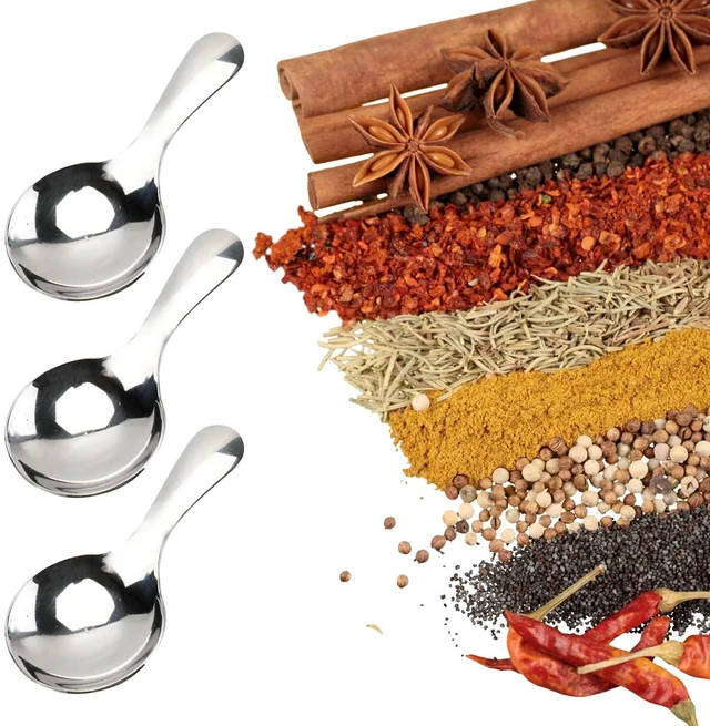 Alt view image 5 of 6 - 6-Piece Small Stainless Steel Spice Spoons - Canister Scoops for Condiments, Honey, Coffee, Tea, Salt, Jam, Mustard & Ice Cream