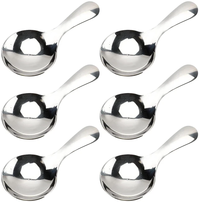 Main image of 6-Piece Small Stainless Steel Spice Spoons - Canister Scoops for Condiments, Honey, Coffee, Tea, Salt, Jam, Mustard & Ice Cream