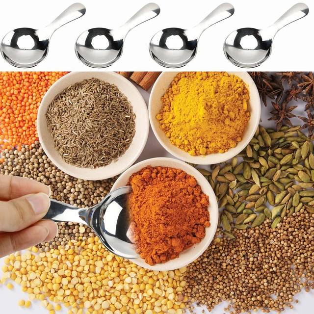 Alt view image 6 of 6 - 6-Piece Small Stainless Steel Spice Spoons - Canister Scoops for Condiments, Honey, Coffee, Tea, Salt, Jam, Mustard & Ice Cream