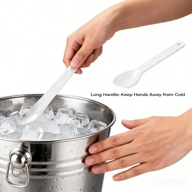 Alt view image 6 of 7 - Premium Stainless Steel Long Handle Ice Cream Spoon - Ergonomic & Effortless Scooping for Hard Ice Cream, Desserts, Coffee - Heavy Duty, Stylish Design for Home, Bakers, Baristas (2)