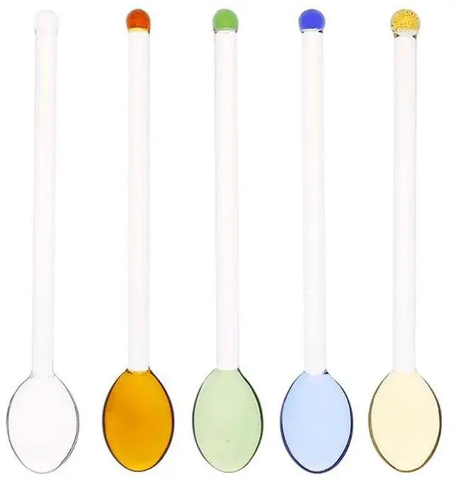 Main image of 5 Pieces Glass Spoons for Coffee Teaspoons Glass Stirring Spoon Rod 5.9 inch Coffee Stirrers Ice Tea Spoon Glass Mixing Spoon for Tea SugarHome Bar Party
