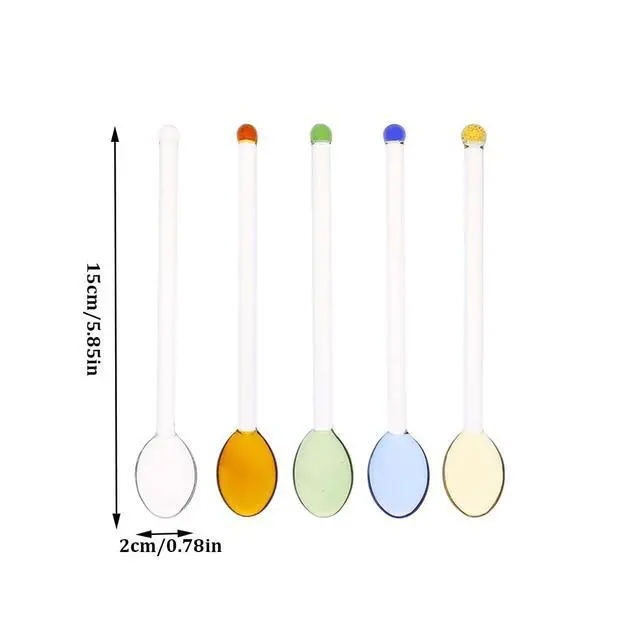 Alt view image 2 of 6 - 5 Pieces Glass Spoons for Coffee Teaspoons Glass Stirring Spoon Rod 5.9 inch Coffee Stirrers Ice Tea Spoon Glass Mixing Spoon for Tea SugarHome Bar Party