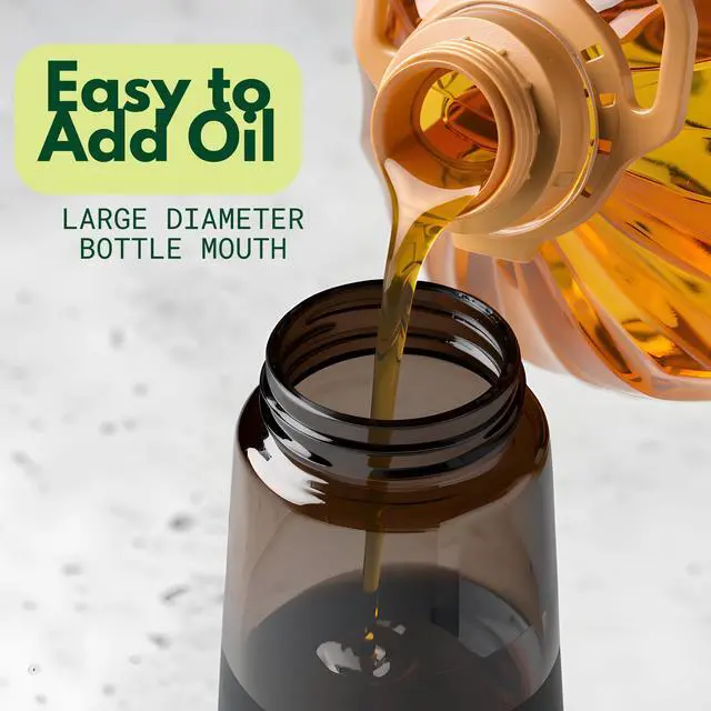 Alt view image 7 of 7 - Glass Olive Oil Sprayer for Cooking 16oz/470ml Dark-Green 2 in 1 Glass Oil Sprayer & Dispenser with Scale, Kitchen Gadgets & Air Fryer Accessories, Olive Oil Dispenser Black