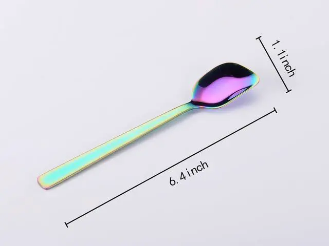 Alt view image 6 of 7 - Yogurt Spoon, Stainless Steel Gelato/Ice Cream Spoon, Rainbow Fruit Dessert Spoon, 6.4-inch, Set of 6