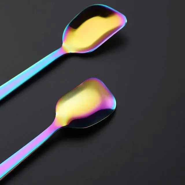 Alt view image 7 of 7 - Yogurt Spoon, Stainless Steel Gelato/Ice Cream Spoon, Rainbow Fruit Dessert Spoon, 6.4-inch, Set of 6