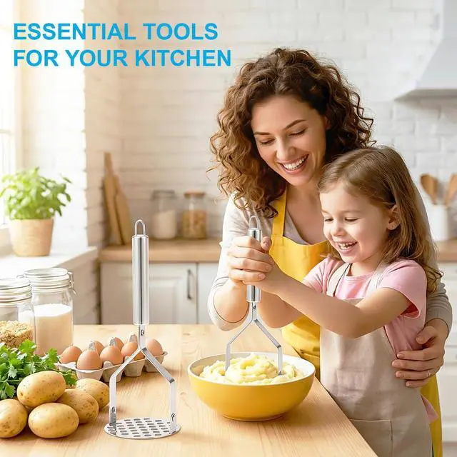 Alt view image 4 of 7 - 2PCS Potato Masher Set, Stainless Steel Smasher Kitchen Tools