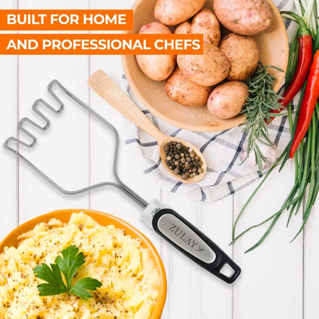 Alt view image 4 of 6 - Stainless Steel Potato Masher Heavy-Duty, Non-Scratch, Dishwasher-Safe Masher with Food-Grade Silicone for Smooth & Fluffy Mashed Potatoes, Avocados & More Sturdy & Durable Design