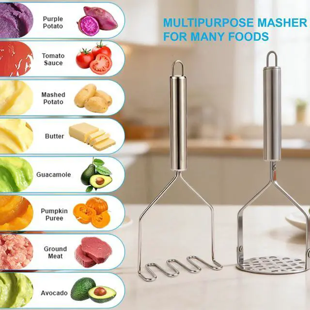 Alt view image 5 of 7 - 2PCS Potato Masher Set, Stainless Steel Smasher Kitchen Tools