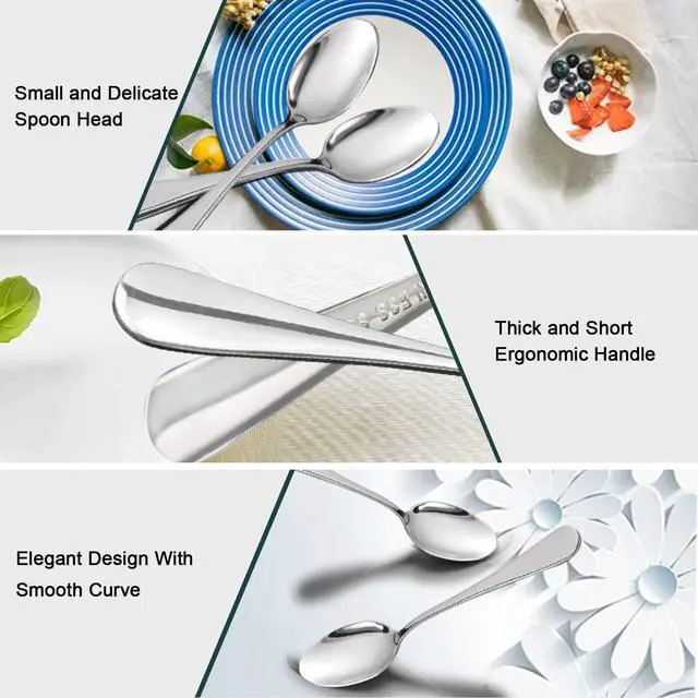 Alt view image 4 of 6 - Demitasse Espresso Spoons, Mini Coffee Spoon, 4.9 Inch Stainless Steel Small Spoons for Dessert, Tea,Set of 6