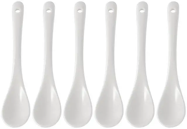 Main image of Set of 6 Premium White Porcelain Coffee Spoons for Espresso, Tea, Sauces, and Desserts,(13cm,5.12inch)