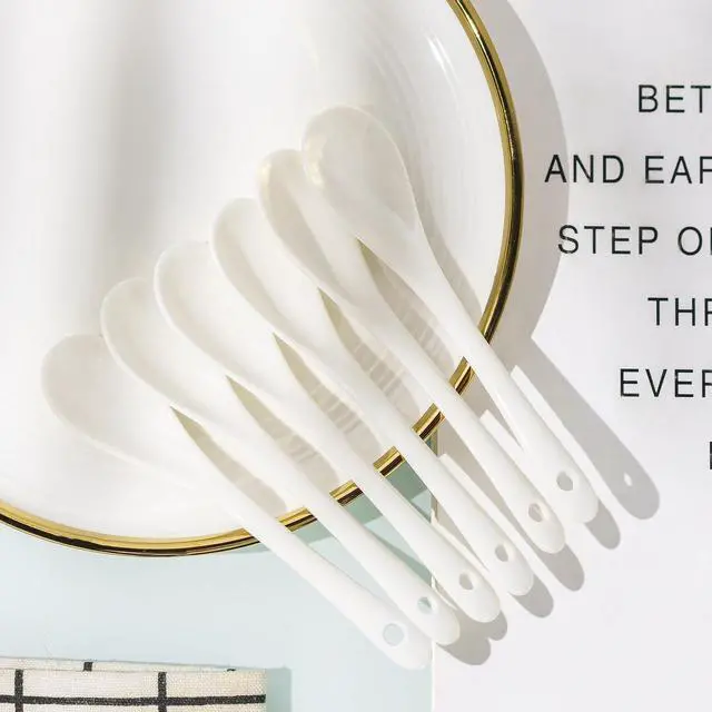 Alt view image 3 of 6 - Set of 6 Premium White Porcelain Coffee Spoons for Espresso, Tea, Sauces, and Desserts,(13cm,5.12inch)