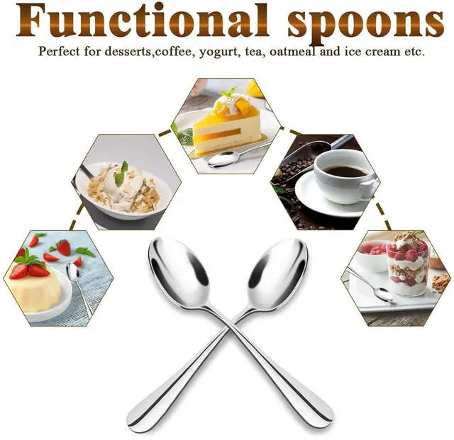 Alt view image 6 of 6 - Demitasse Espresso Spoons, Mini Coffee Spoon, 4.9 Inch Stainless Steel Small Spoons for Dessert, Tea,Set of 6