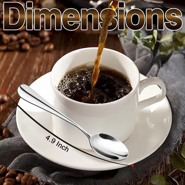 Alt view image 2 of 6 - Demitasse Espresso Spoons, Mini Coffee Spoon, 4.9 Inch Stainless Steel Small Spoons for Dessert, Tea,Set of 6