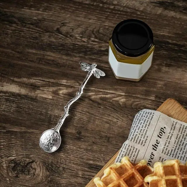 Alt view image 2 of 7 - Retro Dragonfly Stainless Steel Coffee Spoon, Dessert Teaspoon, Creative Kitchen Gadget (Silver)