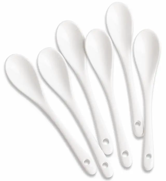 Main image of 6PCS Porcelain White Coffee Spoons Espresso Tea Sauce and Desserts Ceramic Spoons