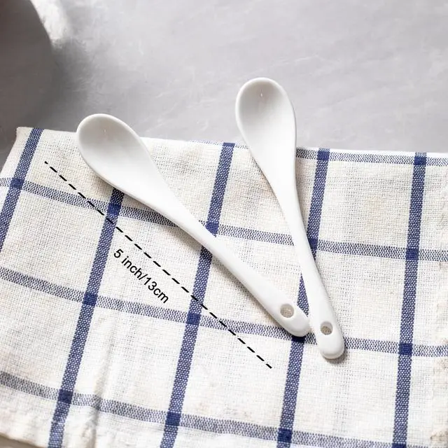 Alt view image 2 of 7 - 6PCS Porcelain White Coffee Spoons Espresso Tea Sauce and Desserts Ceramic Spoons