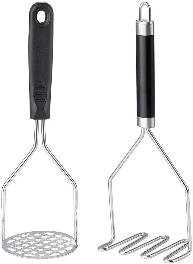 Main image of 2PCS Potato Masher, OLULU Heavy Duty Stainless Steel Mashed Potatoes Masher, Masher Kitchen Tool for Avocado, Potatoes, Beans, Meat, Vegetables, 10.24inch, Dishwasher Safe