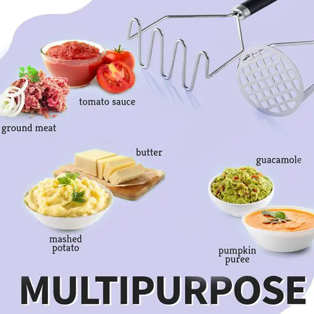 Alt view image 4 of 7 - 2PCS Potato Masher, OLULU Heavy Duty Stainless Steel Mashed Potatoes Masher, Masher Kitchen Tool for Avocado, Potatoes, Beans, Meat, Vegetables, 10.24inch, Dishwasher Safe