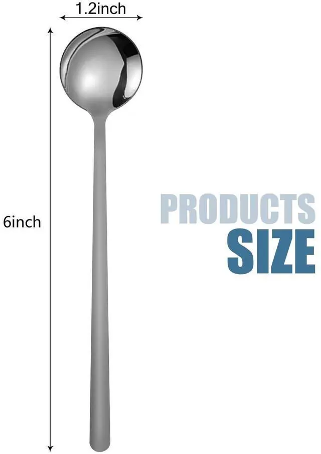 Alt view image 2 of 7 - 6 Pack Coffee Spoons, Stainless Steel Dessert Spoons, Small Tea Spoon, Long Handle Spoon for Ice Cream, Latte, Hot Chocolate, and Cake (Silver, 6 inch)
