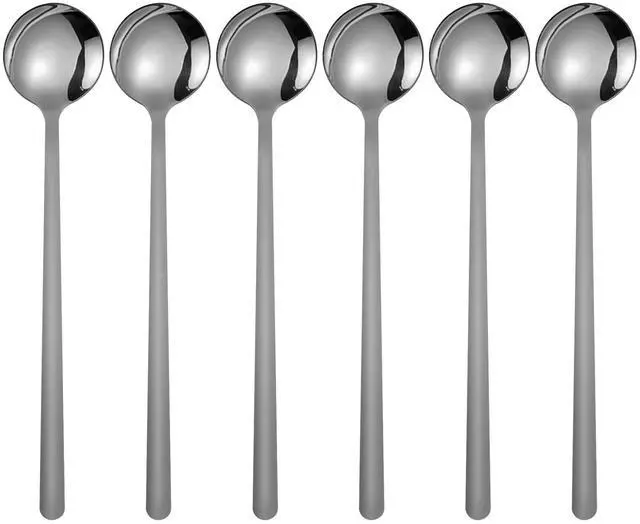 Main image of 6 Pack Coffee Spoons, Stainless Steel Dessert Spoons, Small Tea Spoon, Long Handle Spoon for Ice Cream, Latte, Hot Chocolate, and Cake (Silver, 6 inch)