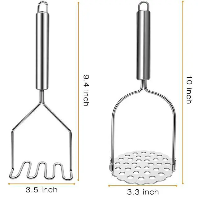 Alt view image 3 of 7 - 2 Pcs Potato Smasher, Mashed Potato Masher, Stainless Steel Masher Kitchen Tool for Avocado, Bean, Fruit, Vegetables, Food