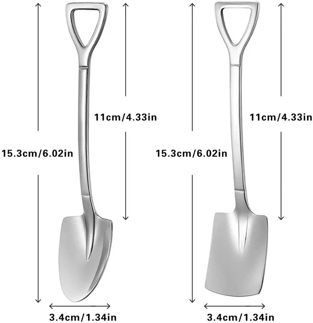 Alt view image 5 of 7 - 4 Pcs 6" Small Dessert Spoons, Stainless Steel Shovel Shape Coffee Ice Cream Spoons, Creative Tableware Tea Sugar Stirring Spoon for Party Festival Gift