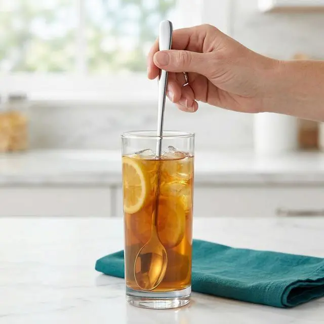 Alt view image 7 of 7 - Iced Tea Spoons Long Handle Set of 4 7.7 Inch Stainless Steel Long Teaspoons for Tall Glasses, Iced Coffee Milkshake Sundae Dessert Stirring, Mirror Finish Dishwasher Safe Coffee Bar Spoons