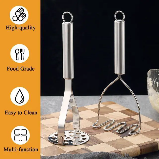 Alt view image 4 of 7 - Potato Masher Stainless Steel 2pcs, Mashed Potato Masher Kitchen Tool, Durable Mash Potatoes Masher Kitchen Utensils, Kitchen Gadgets Easy to Clean