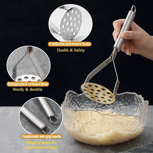 Alt view image 5 of 7 - Potato Masher Stainless Steel 2pcs, Mashed Potato Masher Kitchen Tool, Durable Mash Potatoes Masher Kitchen Utensils, Kitchen Gadgets Easy to Clean