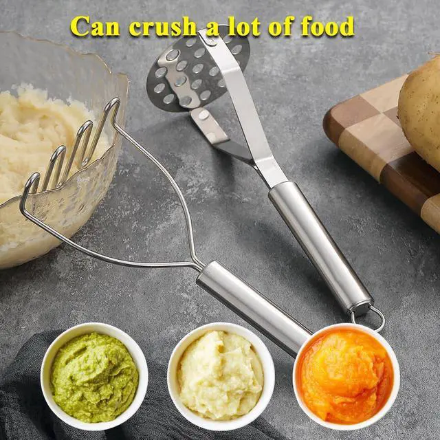 Alt view image 6 of 7 - Potato Masher Stainless Steel 2pcs, Mashed Potato Masher Kitchen Tool, Durable Mash Potatoes Masher Kitchen Utensils, Kitchen Gadgets Easy to Clean