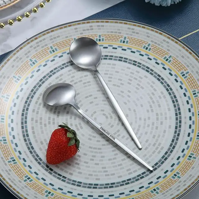 Alt view image 4 of 7 - Matt Silver 6.6'' Teaspoons - 6 Piece Stainless Steel Tea Spoons for Home, Kitchen or Restaurant - Dishwasher Safe