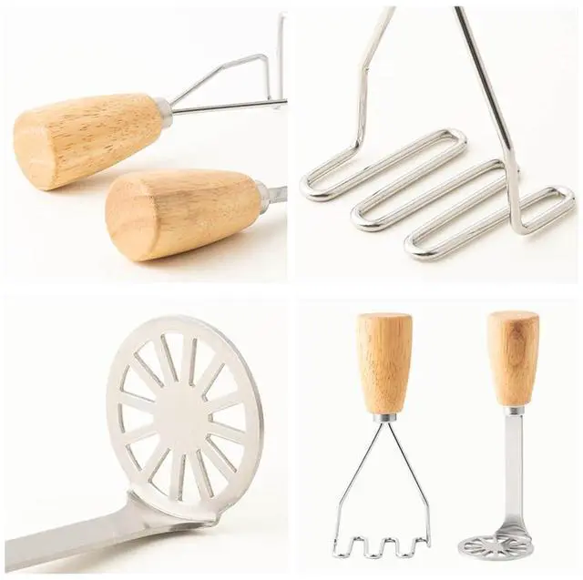 Alt view image 6 of 7 - 2 PcsMini Potato Masher Mashed Potatoes Masher Ricer Stainless Steel Metal Small Potato Masher with ergonomic Wood Handle for Smooth or Chunky Mashed Potatoes Avocado, Easy to Clean