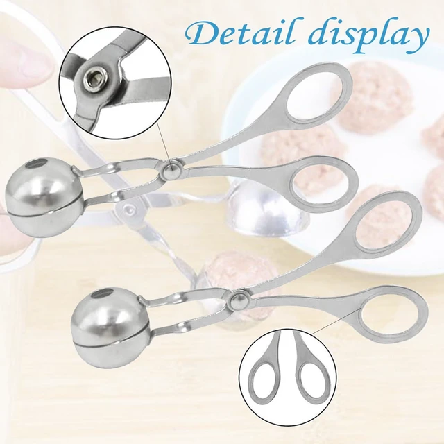Alt view image 5 of 7 - 2 Pack Stainless Steel Meat Baller Ball Maker Meatball Scoop None-Stick Baller Tongs Meat Ball Maker Mold Cake Pop,Ice Tongs,Cookie Dough Scoop for Kitchen Cooking