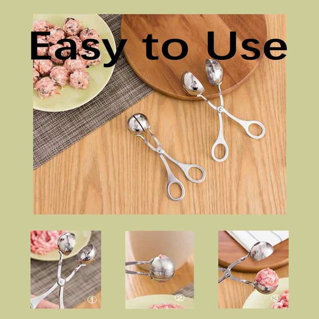 Alt view image 2 of 7 - 2 Pack Stainless Steel Meat Baller Ball Maker Meatball Scoop None-Stick Baller Tongs Meat Ball Maker Mold Cake Pop,Ice Tongs,Cookie Dough Scoop for Kitchen Cooking