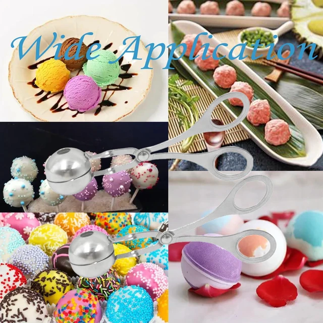 Alt view image 6 of 7 - 2 Pack Stainless Steel Meat Baller Ball Maker Meatball Scoop None-Stick Baller Tongs Meat Ball Maker Mold Cake Pop,Ice Tongs,Cookie Dough Scoop for Kitchen Cooking