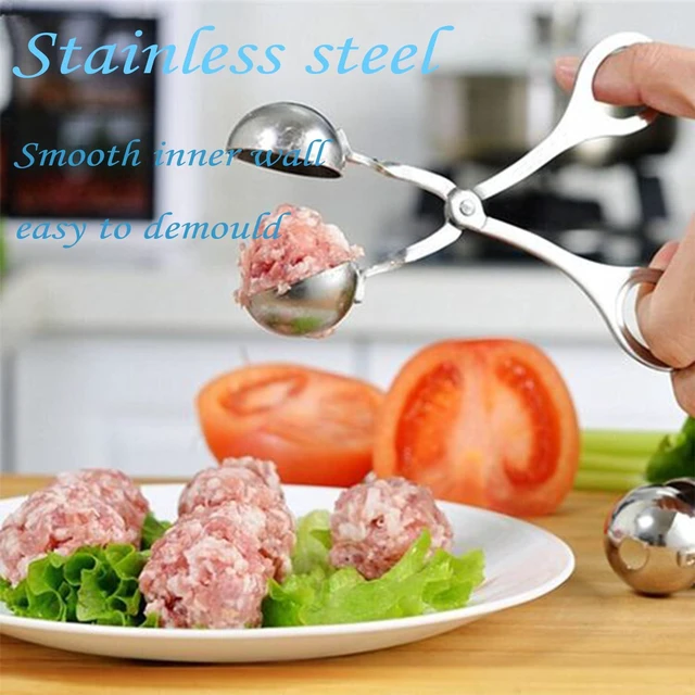 Alt view image 4 of 7 - 2 Pack Stainless Steel Meat Baller Ball Maker Meatball Scoop None-Stick Baller Tongs Meat Ball Maker Mold Cake Pop,Ice Tongs,Cookie Dough Scoop for Kitchen Cooking
