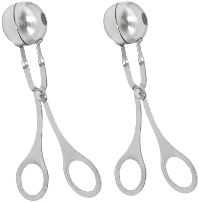 Alt view image 7 of 7 - 2 Pack Stainless Steel Meat Baller Ball Maker Meatball Scoop None-Stick Baller Tongs Meat Ball Maker Mold Cake Pop,Ice Tongs,Cookie Dough Scoop for Kitchen Cooking