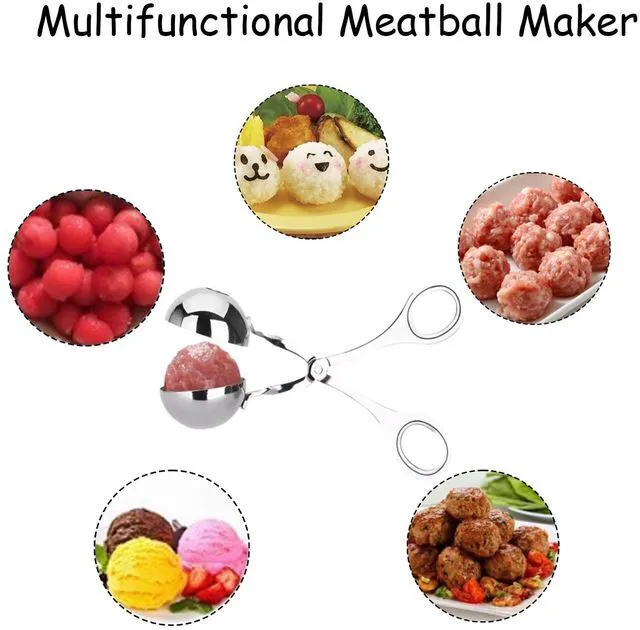 Alt view image 4 of 6 - 2 Pack Stainless Steel Meat Baller Ball Maker Meatball Scoop None-Stick Baller Tongs Meat Ball Maker Mold Cake Pop,Ice Tongs,Meatball Maker Tool for Kitchen Cooking (1.38")