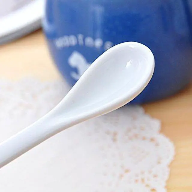 Alt view image 3 of 6 - 5 Inches White Ceramic Spoon for Coffee,Tea,Yogurt,Ice-cream,Appetizers and Desserts