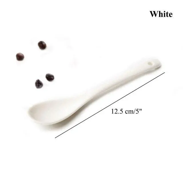 Alt view image 2 of 6 - 5 Inches White Ceramic Spoon for Coffee,Tea,Yogurt,Ice-cream,Appetizers and Desserts
